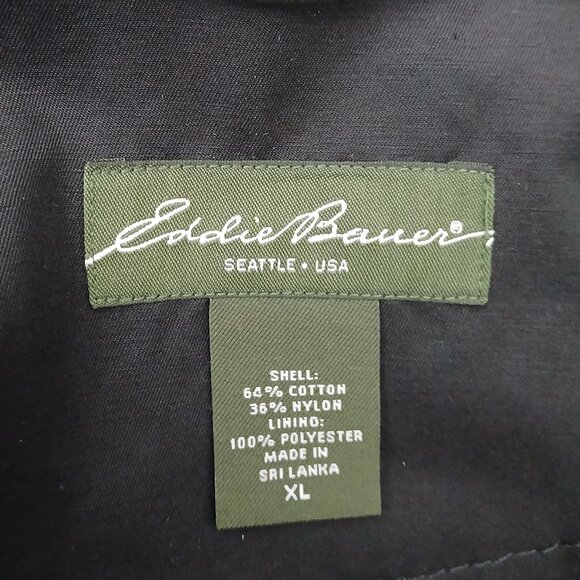 Eddie Bauer Jacket XL Black Lined Rain Trench Coat - Picture 11 of 12